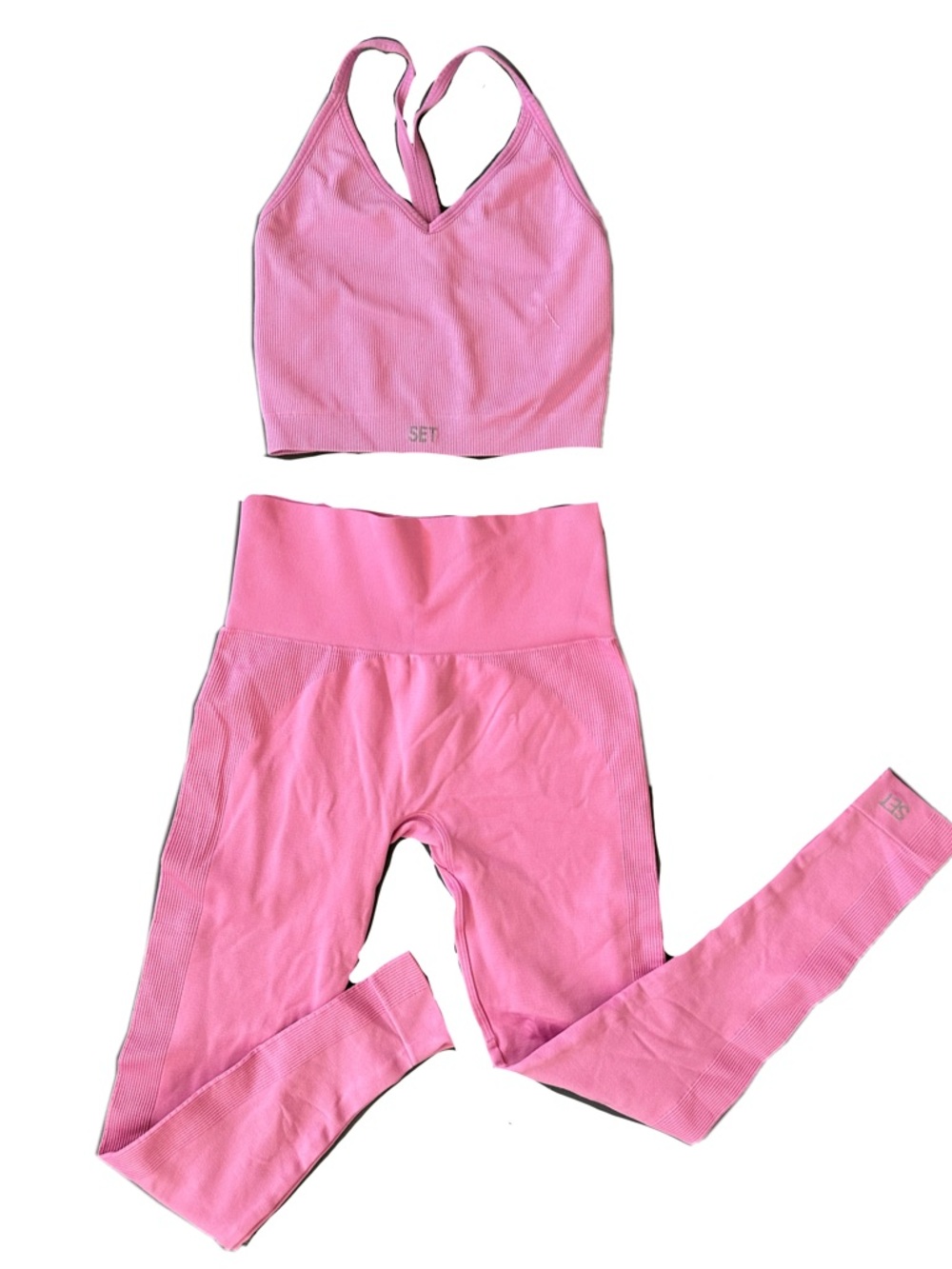 SET Active Pink Seamless Leggings & Crop Sports Bra Set